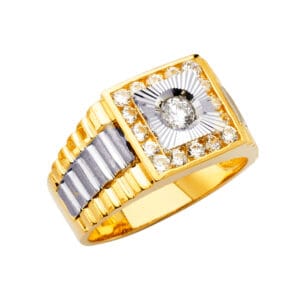 14K 2T Square Men's CZ Ring