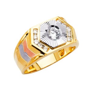 14K 3C Square Men's CZ Ring S1