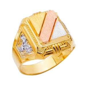 14K 3C Royal Square Men's Ring S1