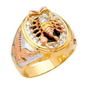 14K 3C Scorpion Men's CZ Ring