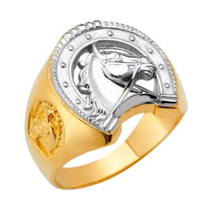 14K 2T Horse Shoe Men's Ring S2
