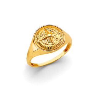 14KY Round Men's Ring with Compass