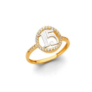 14KY CZ 15 Years CZ Ring S8