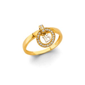 14KY CZ 15 Years CZ Ring S9